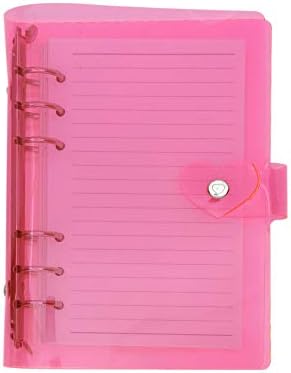A6 A5 6-Holes Colorful PVC Cover Round Ring View Binder with Snap Button Closure File Folder (Black Rain, A6 Mini Set)