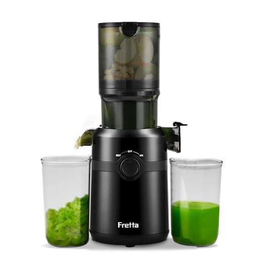 Fretta Cold Press Juicer Machines, Self-Feeding juicer with 108mm&1.0L Feeding Chute for Whole Fruits and Vegetables, Automatic 200W Masticating Juicer, High Yield Juice Extractor, BPA-Free, Black