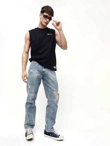 Image of High Star Men Washed Straight Fit Mid-Rise Jeans 77