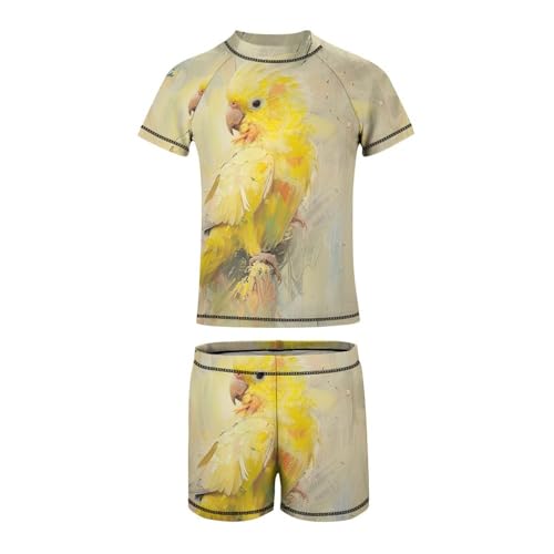 Yellow Cockatiel Tropical Bird ParrotChildren's Casual Swimsuit Set - Simple and Versatile8-10Y（130cm）2
