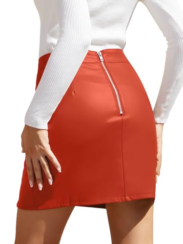 Image of We1Fit Womens Fuax Leather Skirt High Waisted Bodycon Pencil Mini Skirts with Shorts