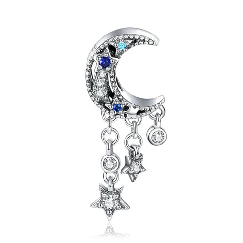 Bracelet charms argent compatible anti-ternissement perles soleil et lune