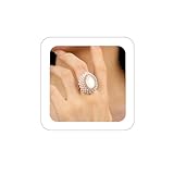 Yheahin Vintage Pearl Ring for Women Big Promise Stacking Crystal Cluster Flower Rings Adjustable Open Finger Ring 1920s Pearls Statement Jewelry for Bridal Wedding Prom (Pearl G)