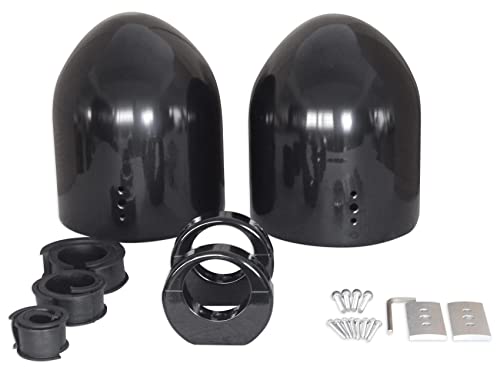 Image of Rockville MAC90B Bundle: Pair 8-in Black Aluminum Wakeboard Tower Speaker Pods + Pair RWBC90 Neoprene Covers for 8-in Marine Wakeboard Tower Speakers, 4-Items