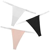 Neyauo 3 Pack Clear Strap Thongs Women Seamless Panties Adjustable G String Thongs Sexy No Show Briefs Invisible Clear Strap Underwear Low Rise Panties