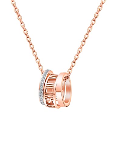 Image of Yellow Chimes Chain Pendant for Women Rose Gold-Plated Rings Charm Chain Pendant Necklace for Women and Girls.