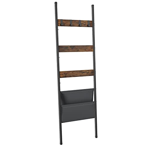 Ibuyke Blanket Rack Towel Rack Holder With Hooks Blanket Ladders Wall Leaning Metal Holder Rack For Living Room,Bathroom,Bedroom Home Decor Rustic Brown Ttr001H #TOP10