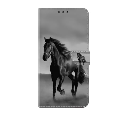 KRjcsfhy Hülle Case für Samsung Galaxy S10e, Lederhülle [ Premium Echtleder] [RFID Blocker] [Kartenfach] [Magnet] TPU Stoßfeste Klapphülle TPU Schutz für Samsung Galaxy S10e,Pferd
