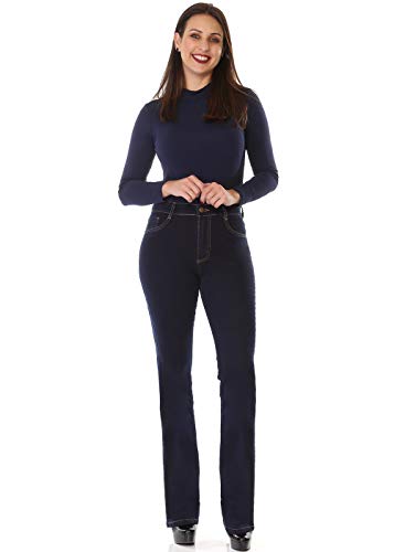Calça Boot Cut Cintura Alta, Feminino, Sawary Jeans, Black Blue, 40