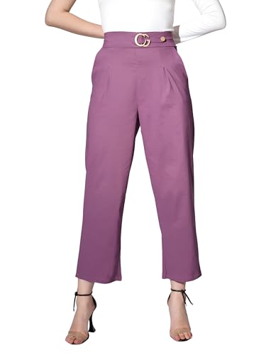 Image of Leriya Fashion Women's Ankle Fit High Rise Trousers High-Waisted Pant| Korean Trousers
