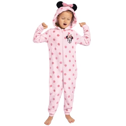 Disney Onesie, Minnie Mouse Pyjamas, Girls Onesie With 3D Ears And Bow, Fleece Kids Onesies, Pink 3-4 Years