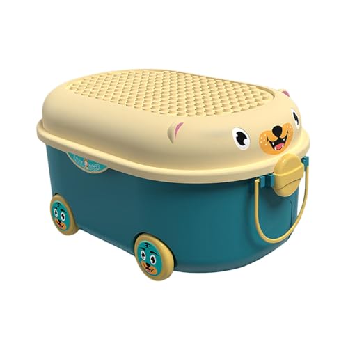 DUANxiaoyanK - Caja de juguetes con ruedas, asas y tapa, para sala de juegos, habitación infantil, casa (5 x 30,5 x 21,5 cm) (azul)