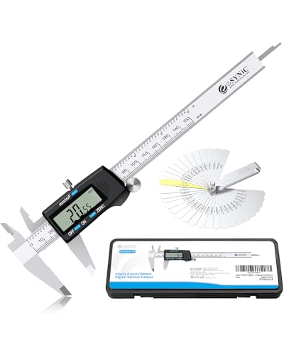 eSynic 150mm Digital Vernier Caliper Stainless Steel Vernier Caliper 6 Inch Electronic Calipers Measuring Tool Support Fractions/Inch/Metric Conversion With LCD Screen for DIY Work etc