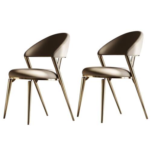 lyxamjrzyp Kitchen Chairs Set of 2, Modern Leather Dining Chairs, Luxury Dining Chairs with Metal Legs(gold)