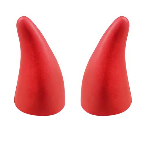 Craedli 2PCS Car Roof Devil's Horns Sticker Decal, Elastic 3D Car Bumper Hood Anti-Collision Stickers Ornament, Funny Bull Horns Auto Exterior Decoration Accessories for Most Cars (Red)