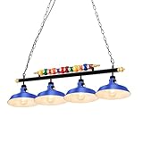 Rossesay Adjustable 4 Light Pool Table Lights for 7'-8' Billiard Light Hanging Pool Table Fixture Lighting Pendant Lamp with Metal Shades for Game Rooms (Bulb Not Included)(Blue)