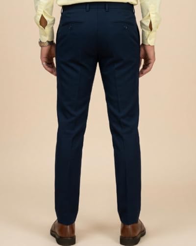 Image of SaintX Men's Premium 4-Way Solid-Stretchable Formal Pants | Performance Grade Pro Weave Anti-Wrinkle Fabric | Slim Fit Trouser | Shirt Gripping Expandable Waistband | Executive Office Wear (ST02)