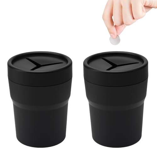 HENGBIRD Lot de 2 Poubelles Voiture avec Couvercle – Mini Poubelle de Voiture Compacte pour Porte-gobelet, Étanche, Facile à Nettoyer, Boîte Rangement...