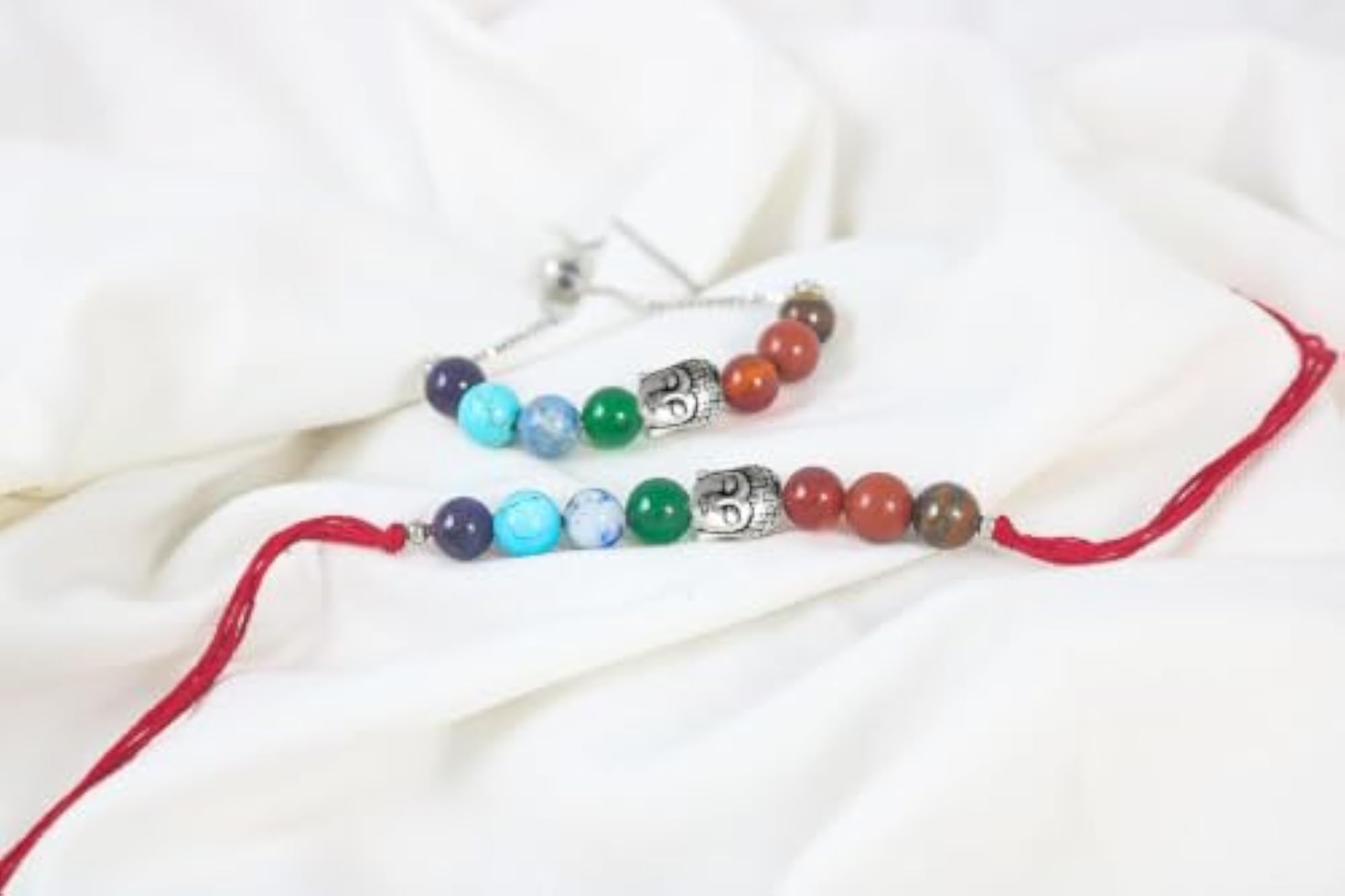 Seven Chakra Rakhi Band with Buddha Charm, Healing Gift