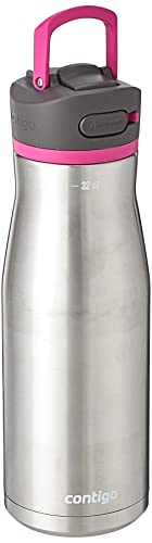 Image of Contigo Ashland Chill Stainless Steel Water Bottle with Leakproof Lid & Straw, Water Bottle with Handle Keeps Drinks Cold for 24hrs & Hot for 6hrs, Great for Travel, School, Work, & More, 32oz