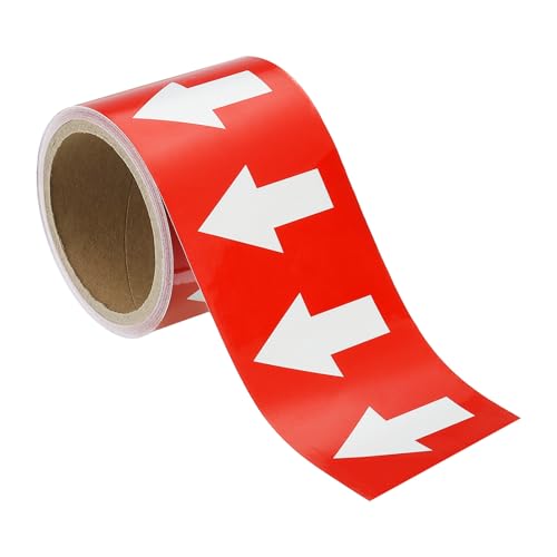 MECCANIXITY 1-1/5"x33' Directional Pipe Flow Arrow Adhesive Tape Arrow Stickers White/Red