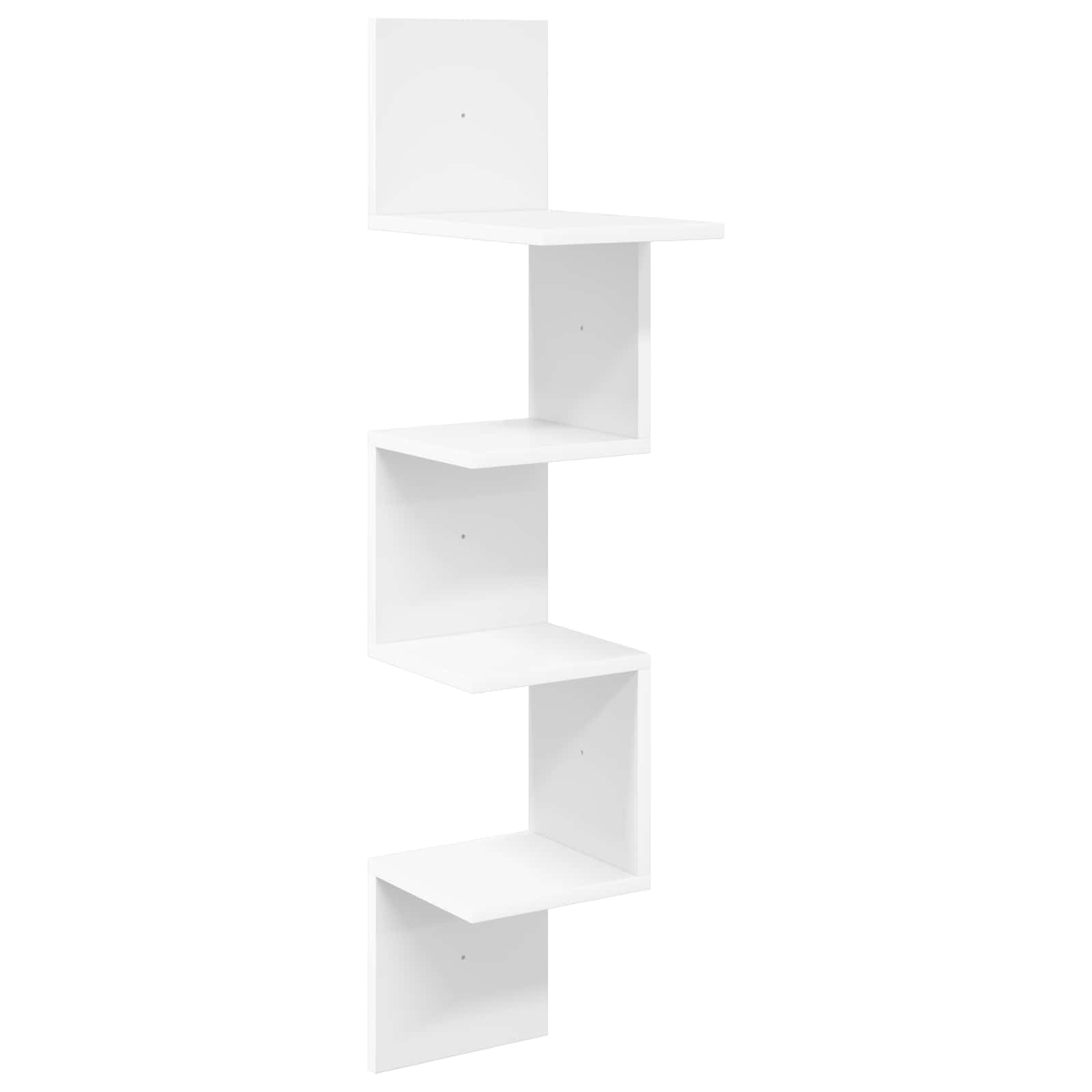 Étagère murale en bois blanc 32x21x107 cm avec support de rangement flottante