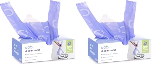 Image of Ubbi Disposable Diaper Sacks, Lavender Scented, Easy-To-Tie Tabs, Diaper Disposal or Pet Waste Bags, 200 Count (Pack of 2)