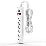 Surge Protector Power Strip, 4 Feet Extension Cord, 600 Joules Surge Protection, Multiple Protection 6 Outlet Strip, ETL Listed, White (1 Pack)