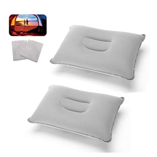 Cojín hinchable de camping gris 2 unidades, cojín de aire para playa, para oficina, excursiones de fin de semana, vacaciones en la playa, vacaciones de camping (gris claro)