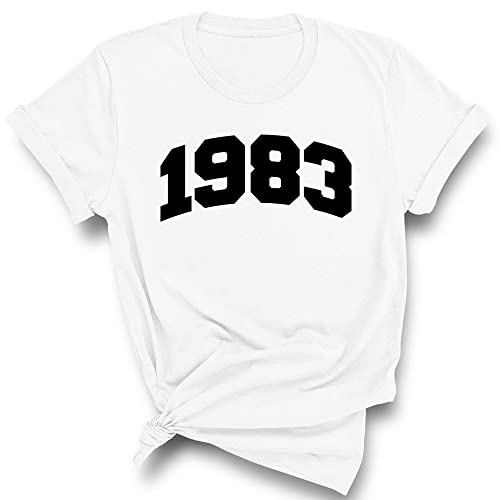 TeesAndTankYou 1983 College Style Shirt Unisex Large White