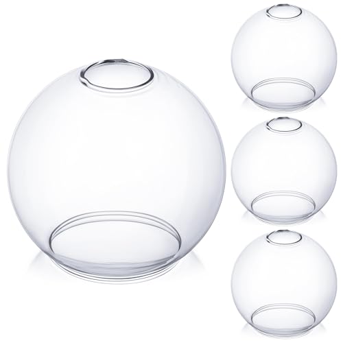 Image of Glooglitter 4 Pack Fixture Replacement Globe Shade 6 Inch Diameter E26 Base 1-5 /8 Inch Fitter Round Glass Globe Lampshade Cover for Pendant Wall Sconce Chandelier Vanity Light(Clear)
