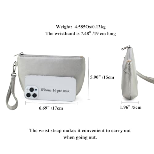 Image of Small Wristlet Wallets for Women, Zip Clutch Bag with Wristlet Pouch, 3-Zipper Original Design