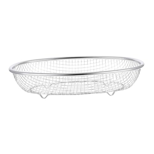 Stainless Steel Oval Basket Strainer Food Drainer for Bread Fruits and Vegetables Easy to Clean Space Saving Kitchen Storage Multi Purpose Stainless Steel