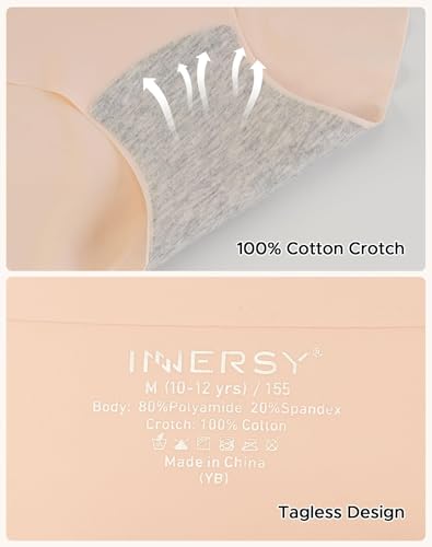 INNERSY Girls' Underwear Seamless Breathable No Show Lightweight Panties 6-Pack4