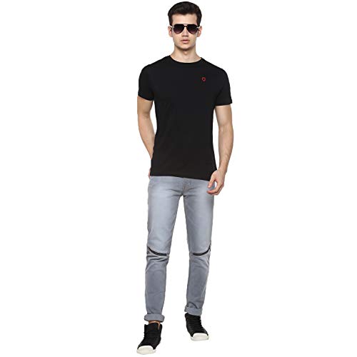 Image of Urbano Fashion Men's Ice Blue Slim Fit Zippered Jeans Stretch