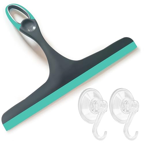 Essentiality Multipurpose Window Squeegee with 2 Strong Suction Hooks, Shower squeegees for Kitchen Bathroom, Mirrors