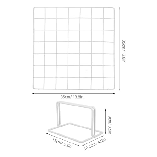 Support d'écran de bureau blanc double base et grille d'exposition - 3