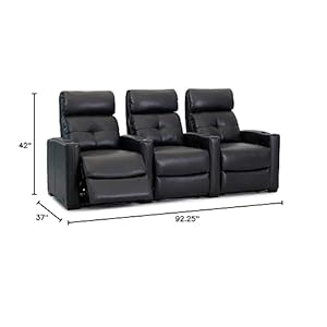 Octane seating cloud xs850 home theatre chairs black bonded leather manual recline straight row 3 seats space saving design  urban country home decor