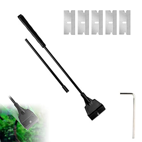Kiuiom Verstellbarer Algenschaber,Aquarium Algen Rasiermesser Schaber,Aquarien Scheibenreiniger,30-51cm Algenschaber,Aquariumschaber,Aquarium Scheibenreiniger,Scheibenreiniger Aquarium,Mit 5 Klingen