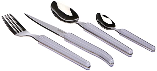 Laguiole Heritage - Ménagère 16 pièces design Acidulé- Acier Inox et ABS - Couverts de table pour 4 personnes - Présentation coffret cadeau - argent