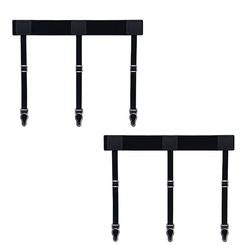 tiyiyok Estancia de Camisa, Shirt Stays, Sujeta Camisas Ajustable, Adecuado para Camisas y Calcetines, Se Puede Usar para Negocios, Policía y Ejército Negro 1 Par