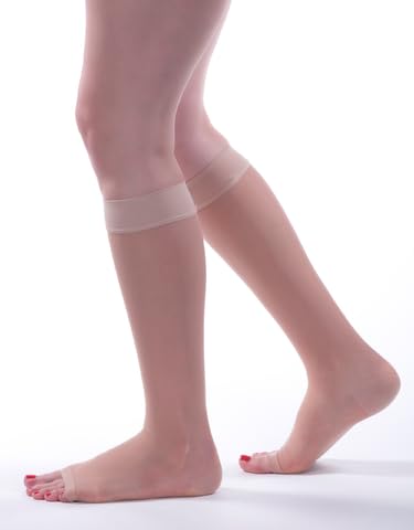 Image of Allegro 15-20mmHg Essential 17 Sheer Support Open Toe Compression Sock - Comfortable, Open Toe, Knee High Support Stockings
