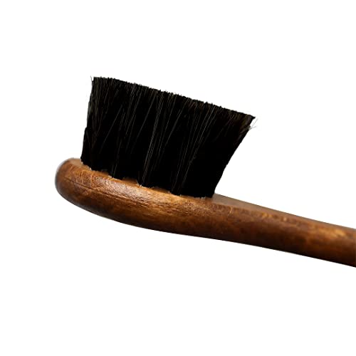Birch Premium Quality Horse Hair Dauber Application Shoe Brush, 100% Horsehair, Shine Buff Polish Leather Shoes & Footwear [150mm x 41mm x 11mm] (Black Horse Hair)
