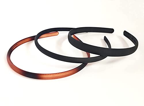 ANNACREATIONS Glossy Black Brown Plastic Teeth Comb Multi Mix Headbands DIY Hair Bands For Girls & women (Set of 6 Pcs) - Image 2