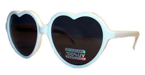 White Heart Shaped Sunglasses w/ Smoke Lens