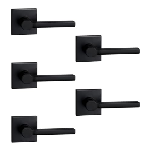 Image of NEWBANG Single Sided Dummy Door Handle for Closet or Pantry, Non-Turning Matte Black Reversible Interior Push /Pull Lever, HD1601-DB-Dummy-5P