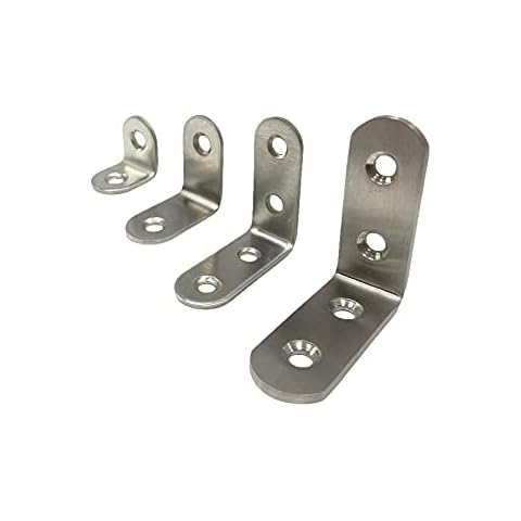 SDTOOLS Heavy Duty Metal 90 Degree Wall Shelf Support Corner Brackets Right Angle L Shape Stainless Steel Braces (10, 50x50x16mm) Cover