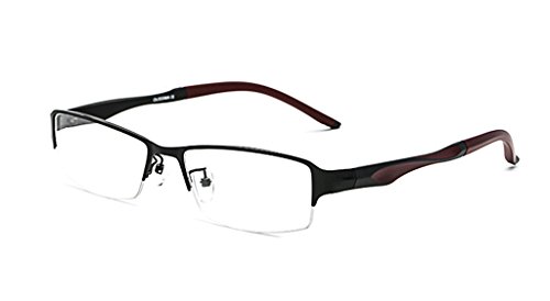 LUOMON Non-Prescription Plain Glasses for Men Half Rimless Business Eyeglasses with Titanium Alloy Frame EG002
