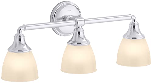 Kohler Devonshire Bathroom Vanity Light Fixture, Wall Sconce Lighting, Position Facing Up or Down, UL Listed, 3 Light, Polished Chrome - image 1