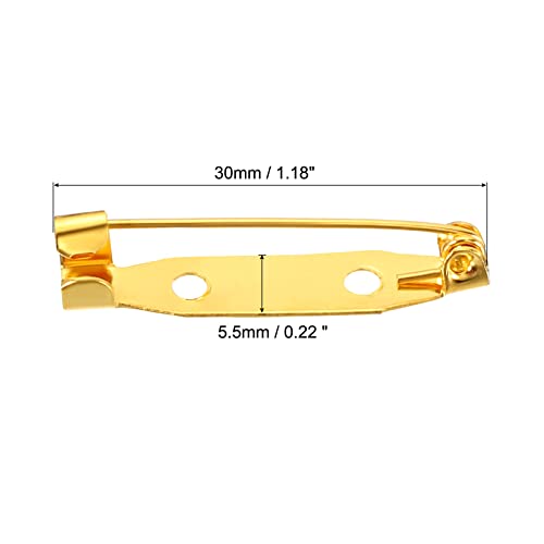 Meccanixity 150Pcs Safety Bar Pins 30Mm Brooch Clasp Pin Backs For Id Badges Name Cards Tags Diy Craft, Gold Tone #TOP1